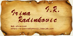Irina Radinković vizit kartica